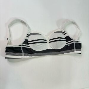 Lululemon Bra Womens 34C Black & White Ta Ta Tamer II Groovy Stripe Nimbus Sport